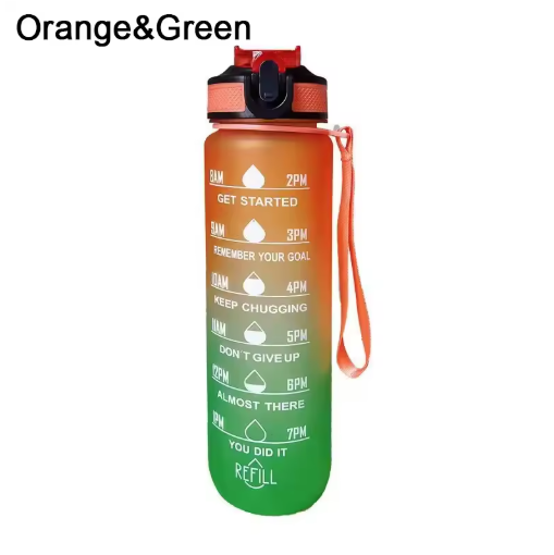 1L Motivational Sports Water Bottle with Straw & Time Markings – BPA Free | WAVE ENERGY