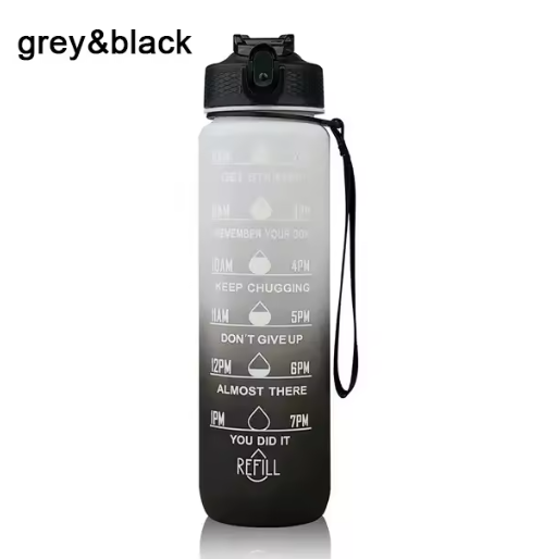 1L Motivational Sports Water Bottle with Straw & Time Markings – BPA Free | WAVE ENERGY