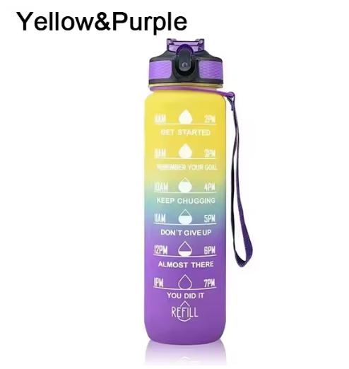 1L Motivational Sports Water Bottle with Straw & Time Markings – BPA Free | WAVE ENERGY
