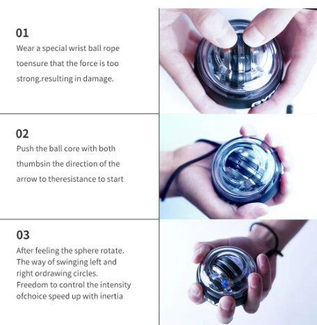 LED Wrist Power Trainer Ball – Self-Starting Gyro Hand Trainer